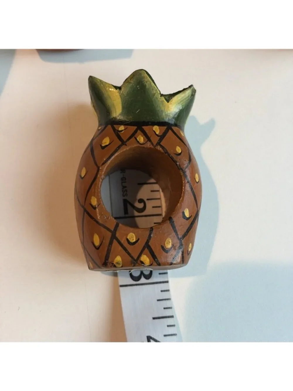 8 Vintage Wooden Painted Pineapple Napkin Rings Table Decor Tiki New England
